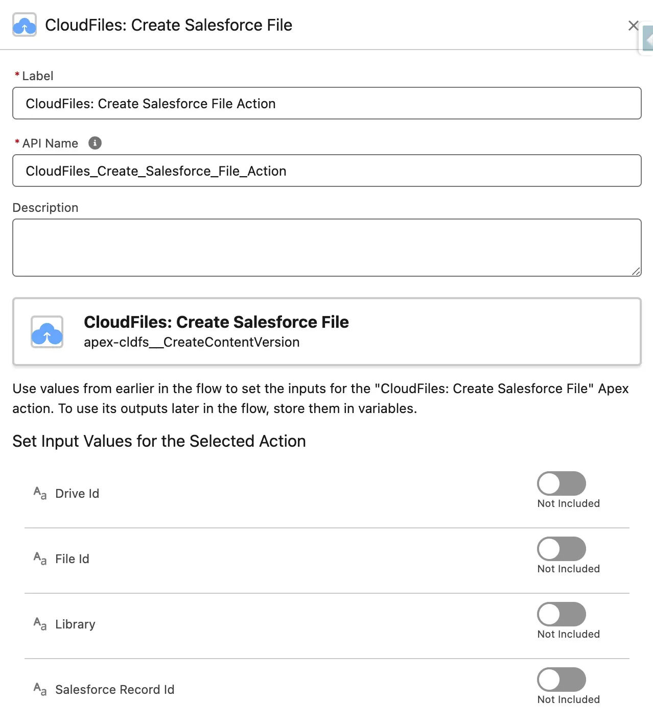 Flow action - Create salesforce files