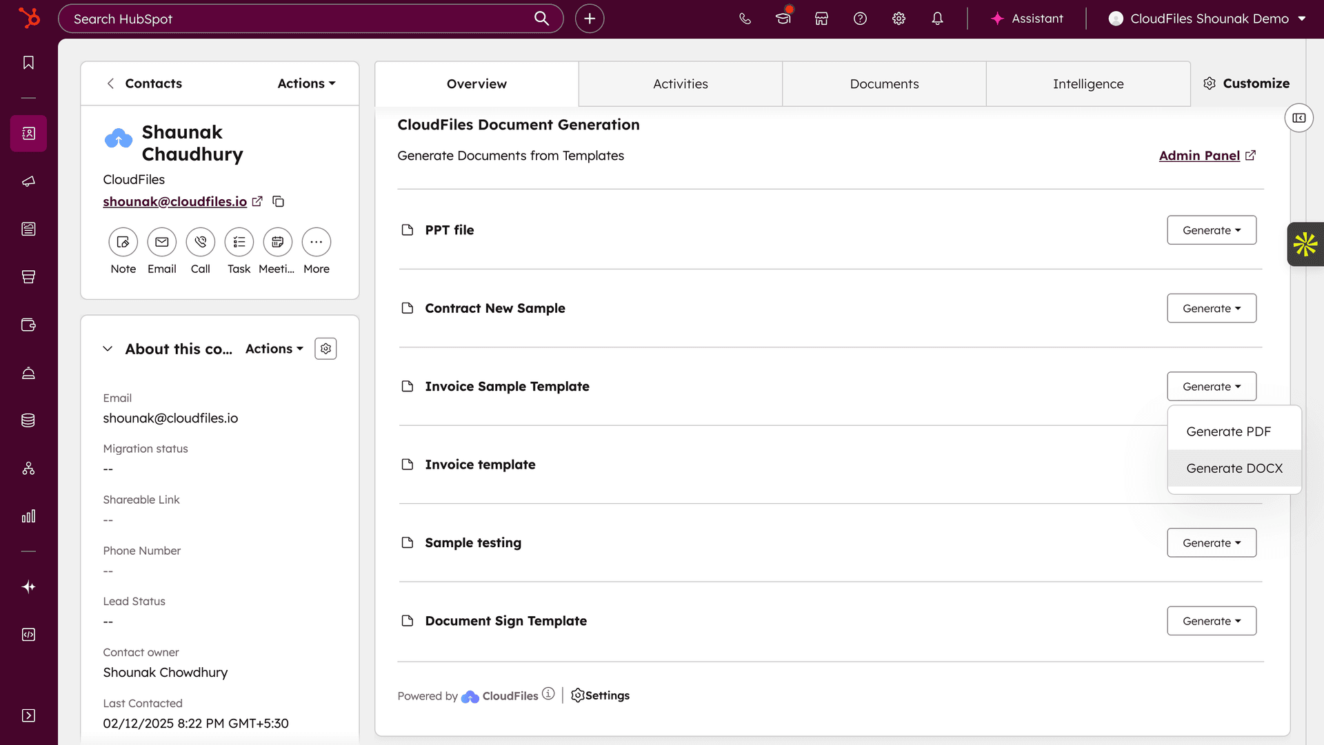 Document Generation within HubSpot