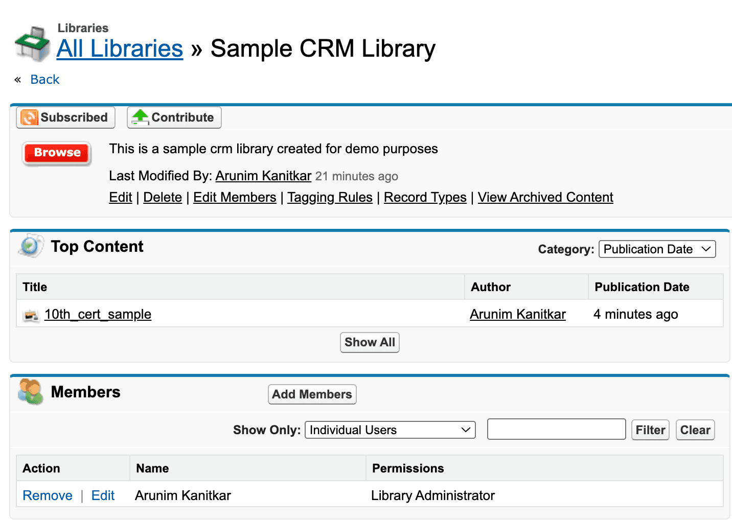 sample crm library with 10th cert uploaded