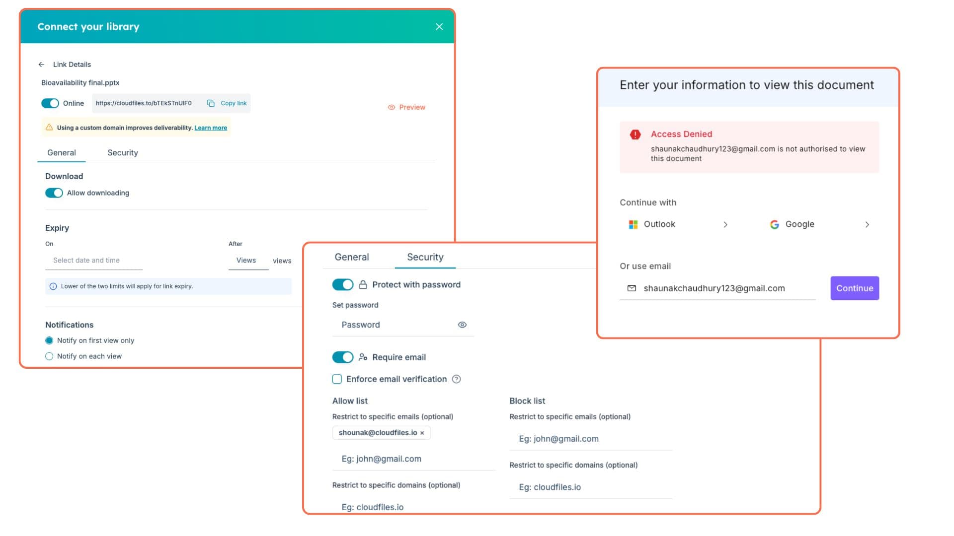 Link Settings and security